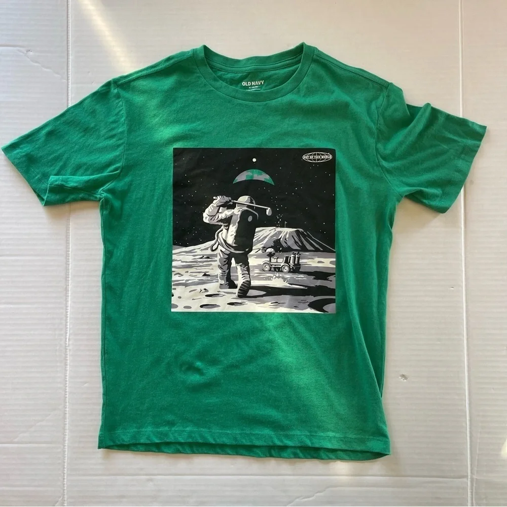 Old Navy Set Of 4 Graphic Kids T-Shirts Set - Green, White, Blue, Gray SZ XL